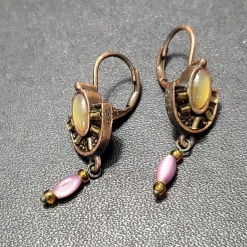 Laila Rowe bronze tone dangling earrings